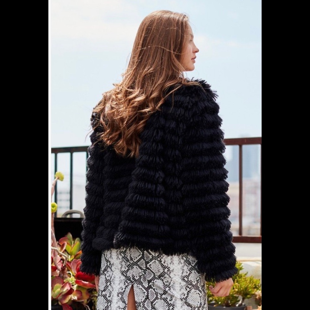 Black Fluffy shaggy cardigan slim jacket. - Picture 5 of 5
